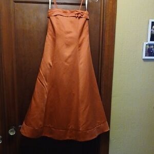 Elegant Orange Satin Dress